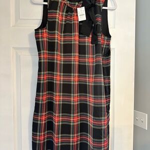 J.Crew Factory Black Plaid Dress with Bow
